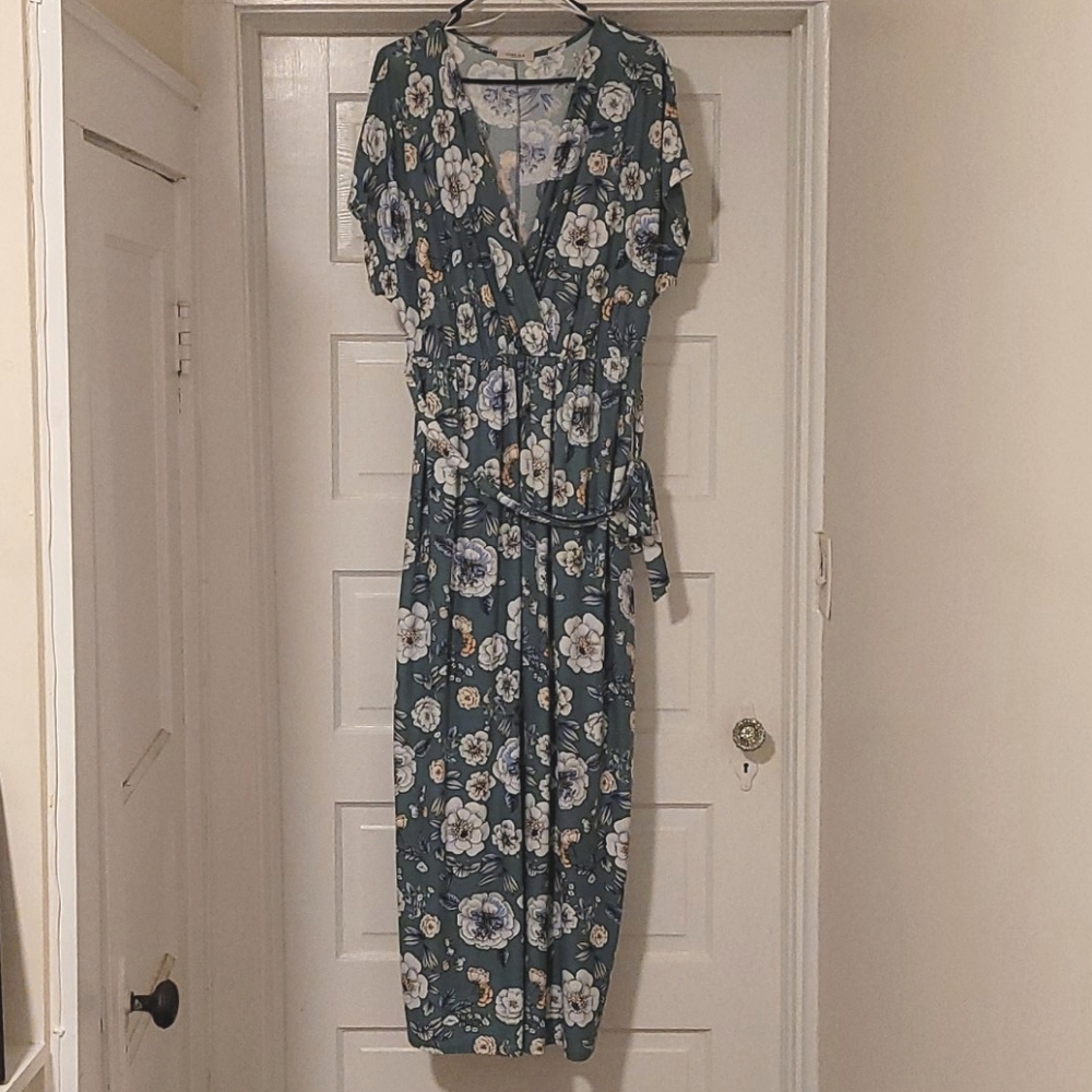 Green floral dress